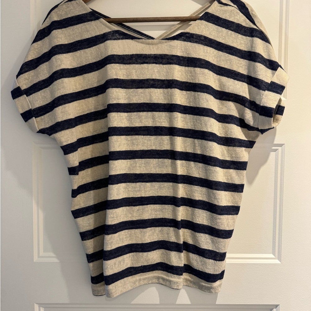 Only Navy and Cream Striped Short Sleeve Top